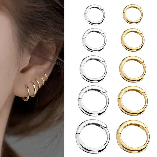 Petites créoles simples en acier inoxydable, boucles d'oreilles unisexe, piercing cartilage, bijoux élégants.